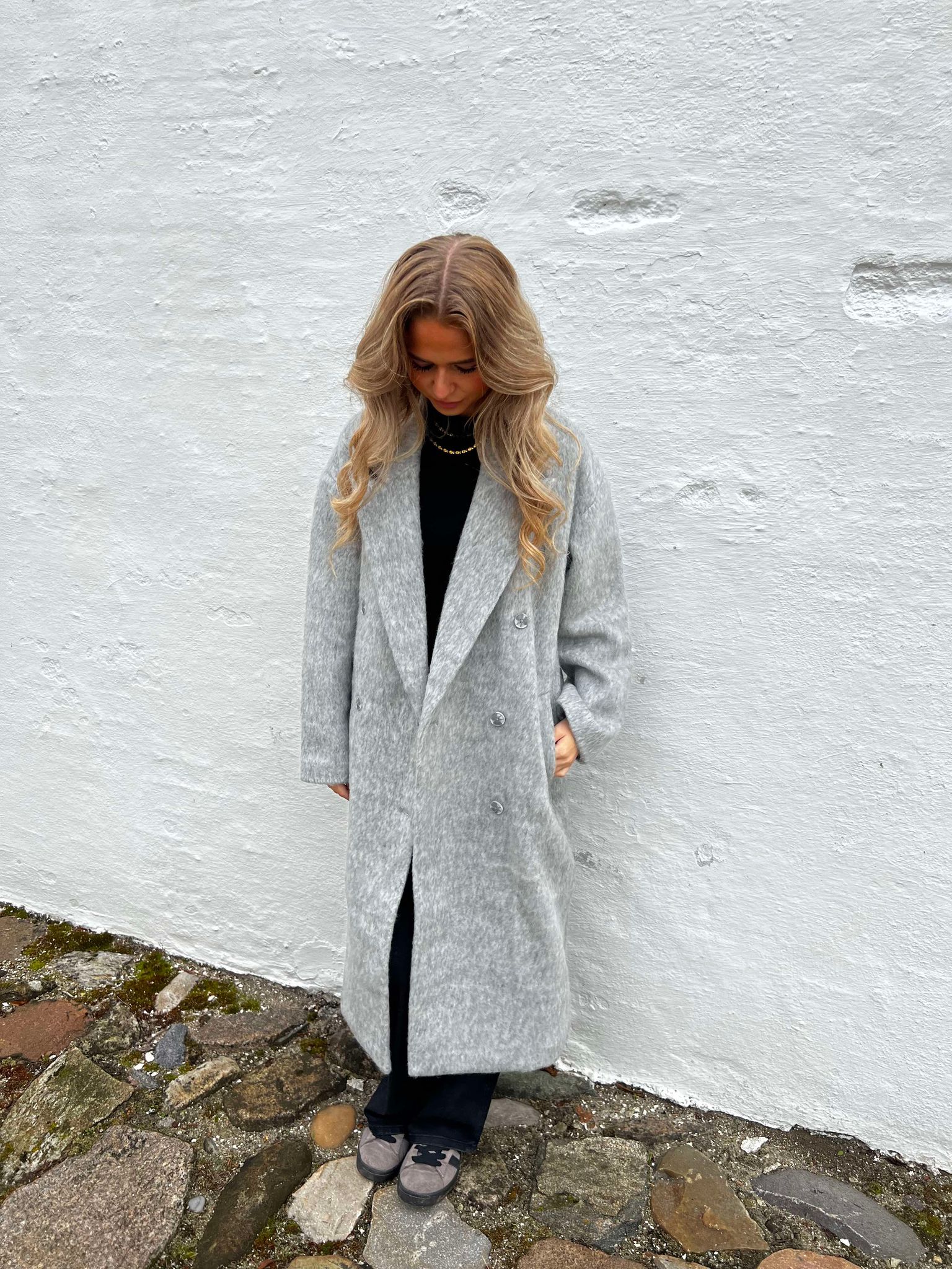 OBJBELICE Coat - Light Grey Melange